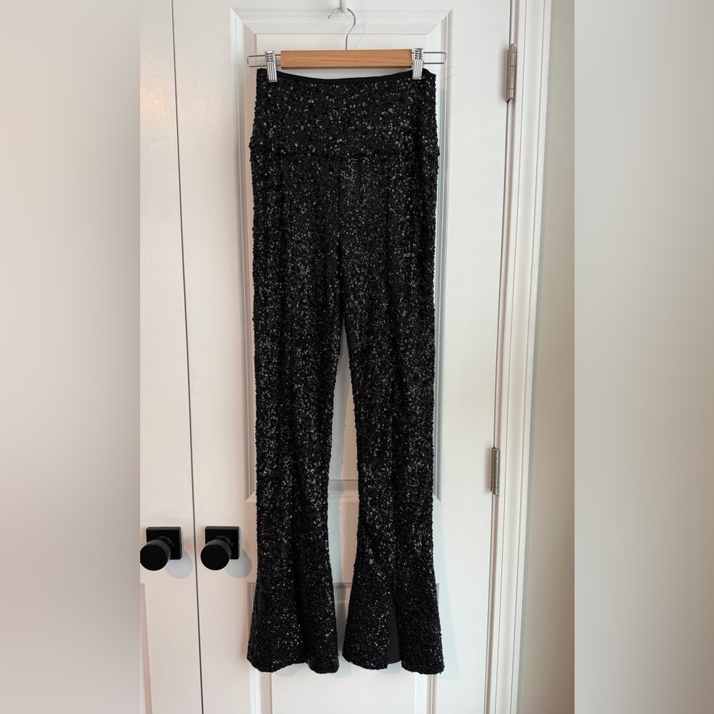 Norma Kamali Sparkle Sequin Spat Legging Black NWT Size Small/32